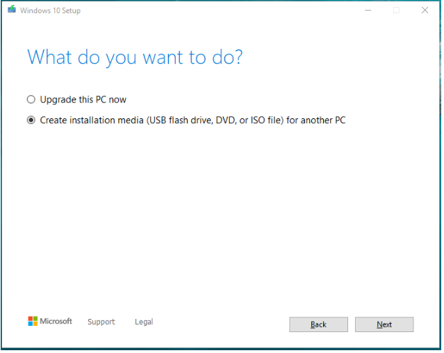 Create installation media for another PC