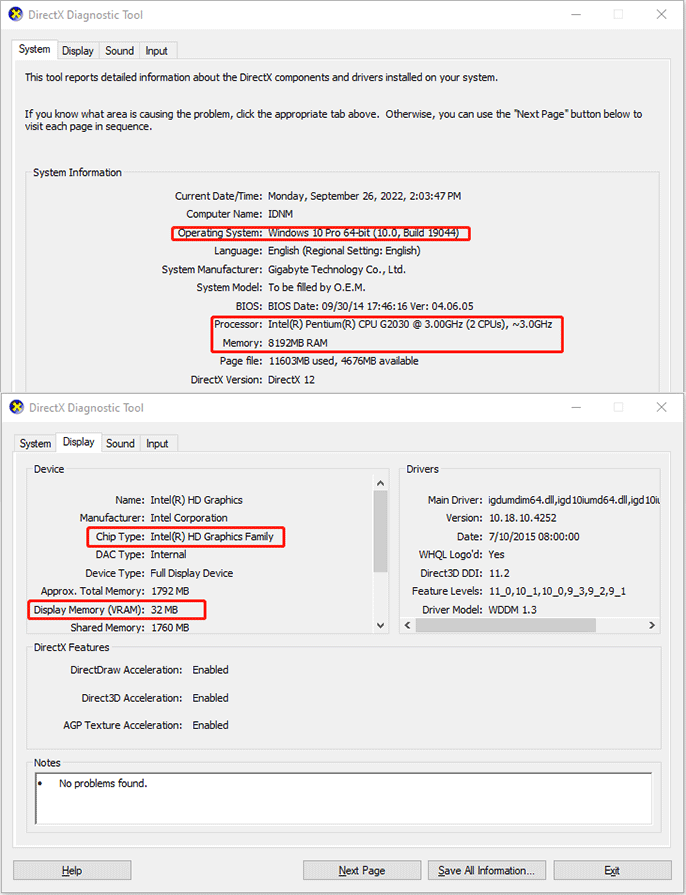 DirectX Diagnostic Tool