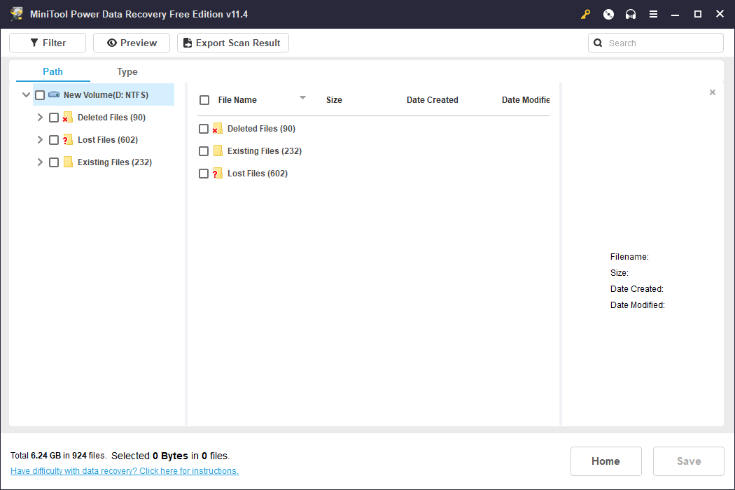 interface des résultats de l'analyse