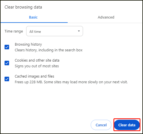 click Clear data