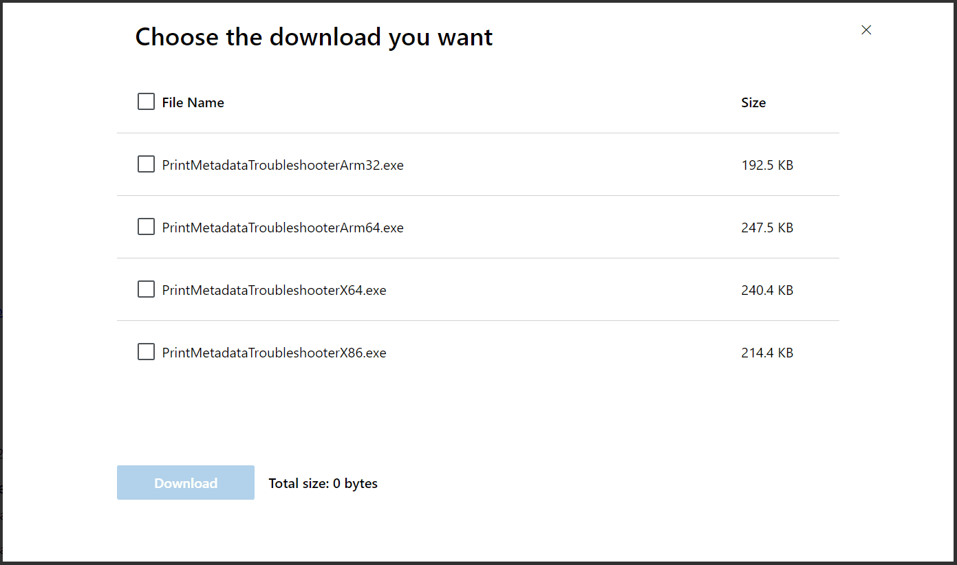 Microsoft Printer Metadata Troubleshooter Tool download