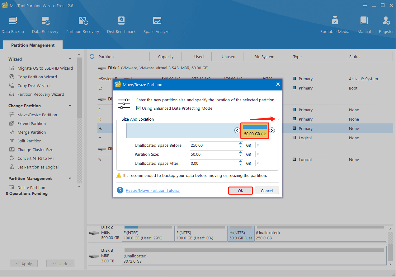Move partition to end of disk