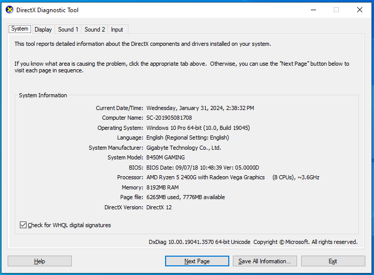 Alat Diagnostik DirectX