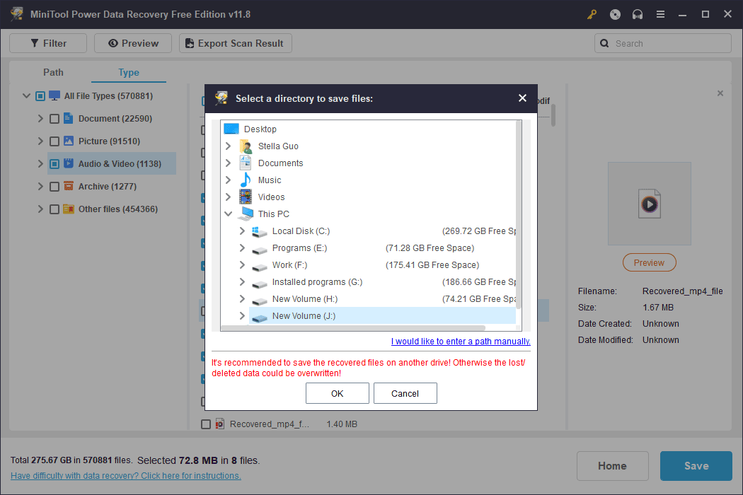 Pilih direktori yang sesuai untuk menyimpan file