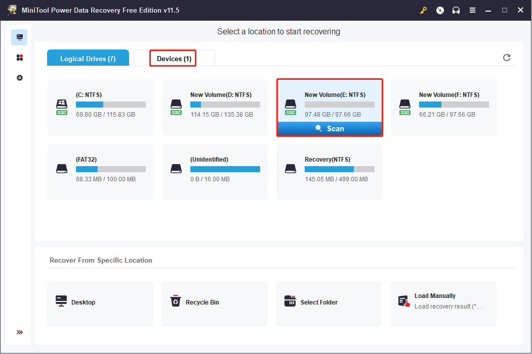 sélectionner une partition à analyser