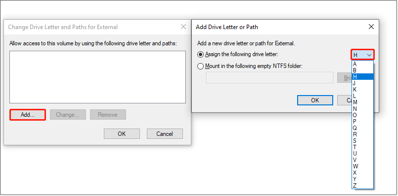 add a drive letter