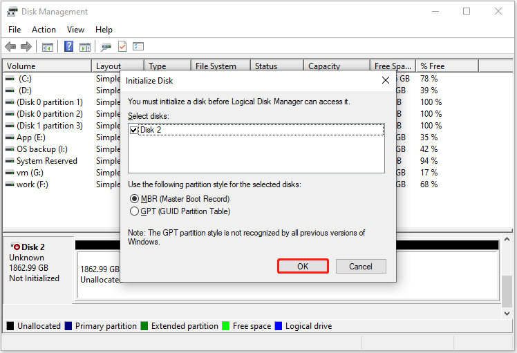 choose a partition style