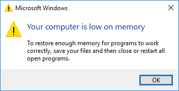 Advertencia de que su computadora tiene poca memoria.