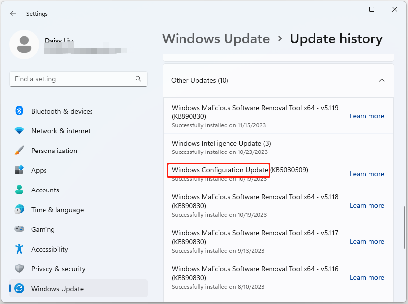 check if Windows Configuration Update is installed