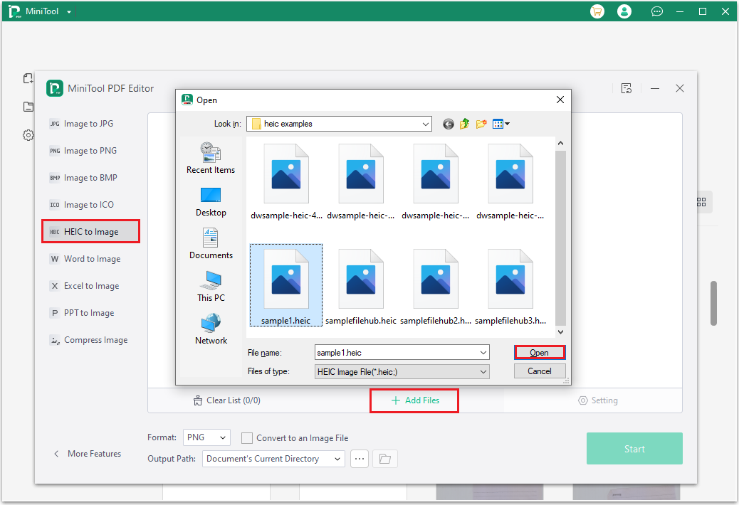 Convert HEIC to JPG via MiniTool PDF Editor