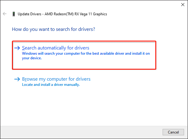 update the graphics driver