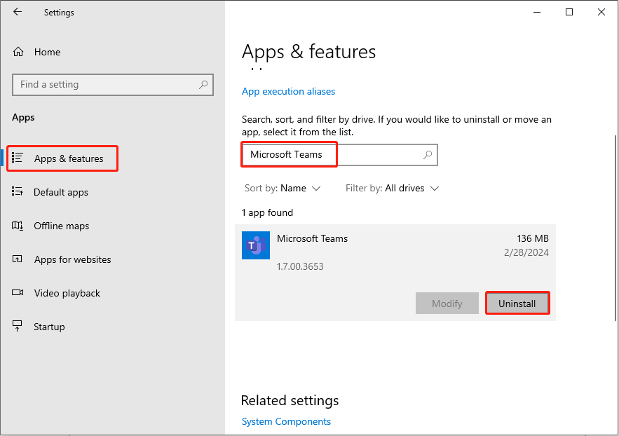uninstall Microsoft Teams