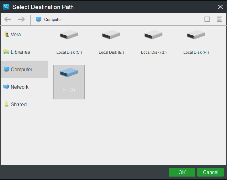 elija una unidad USB para la copia de seguridad de Windows 10