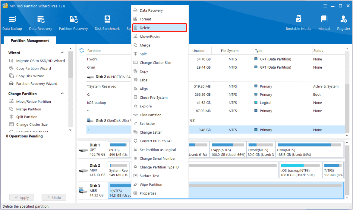 delete the NTFS partition