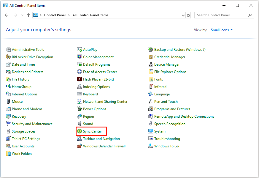 click Sync Center