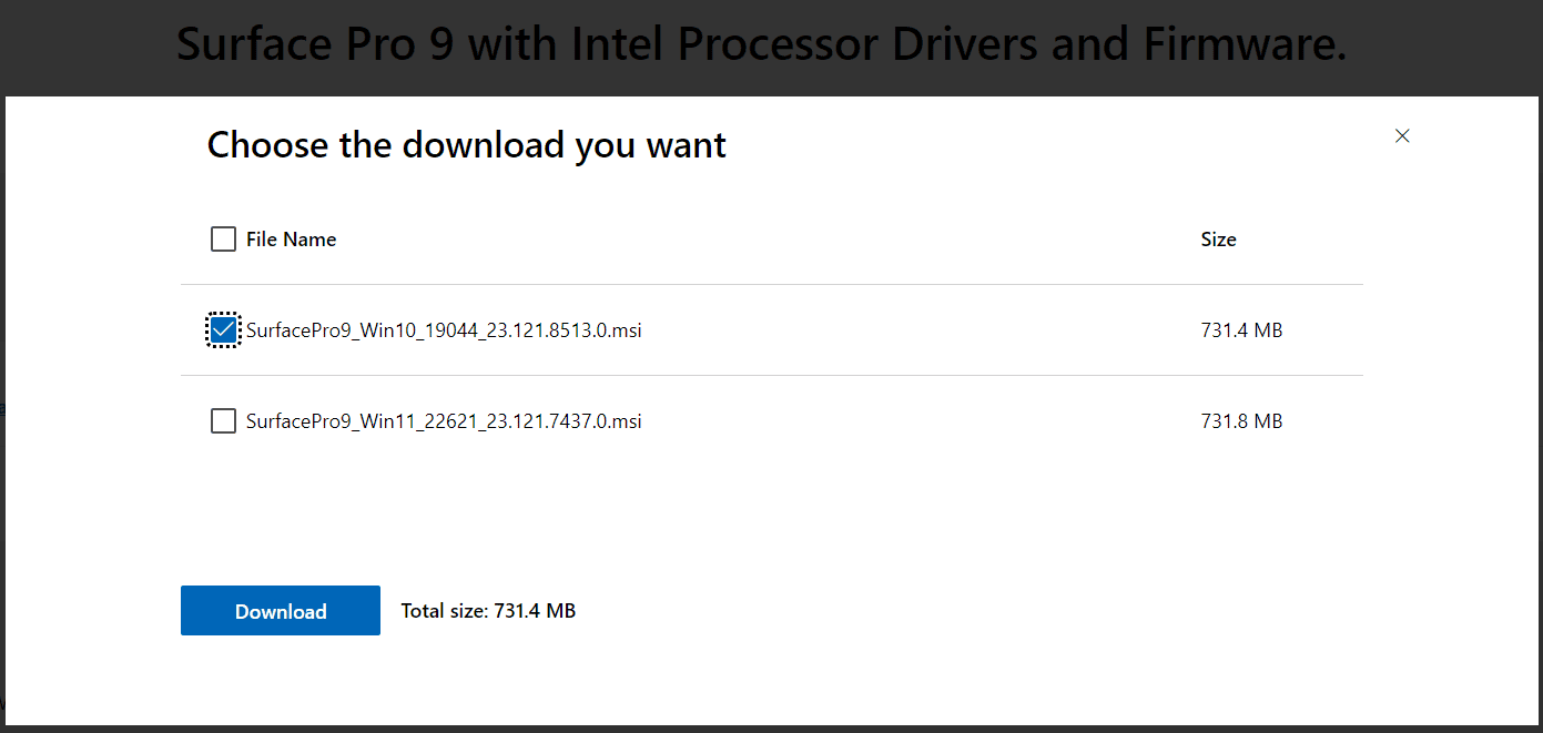 download Surface Pro msi