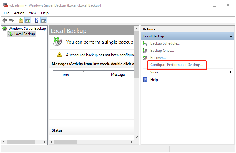 click Configure Performance Settings