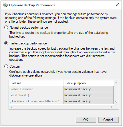 click Faster backup performance