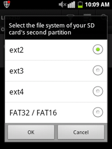 seleziona il file system della seconda partizione della tua scheda SD