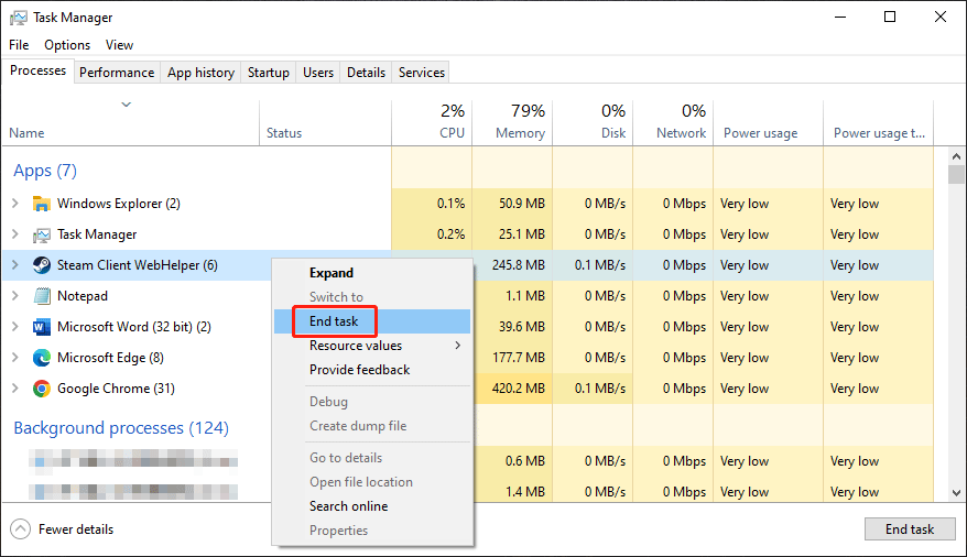 tutup paksa steam di Task Manager