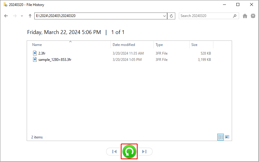 recover files with File History