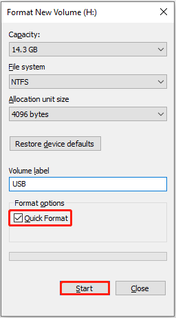 memformat drive USB