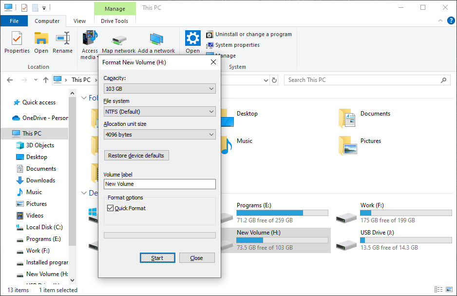 memformat SSD di File Explorer