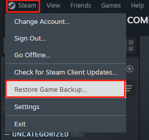 choose Restore Game Backup...