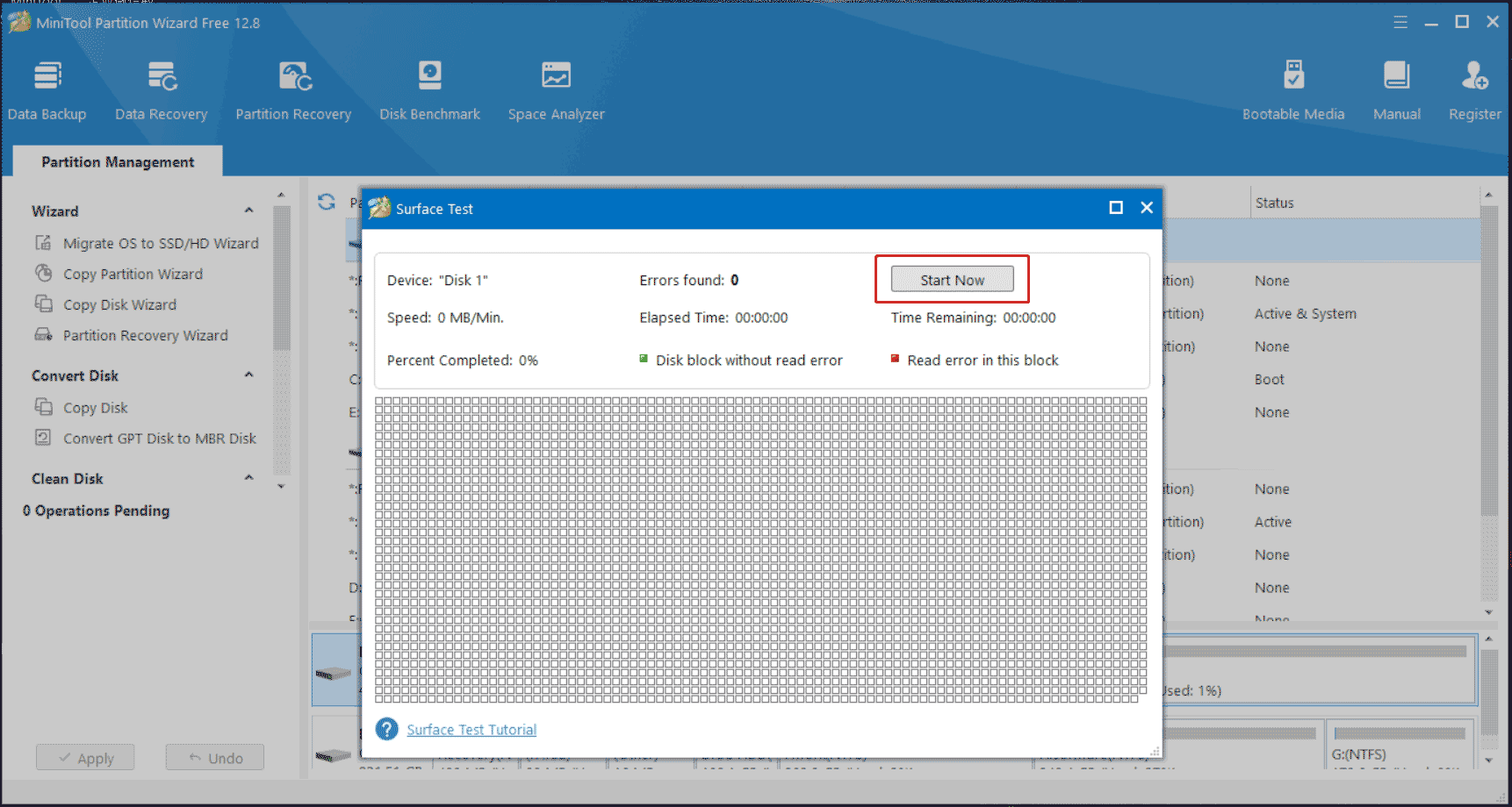 check bad blocks with MiniTool Partition Wizard