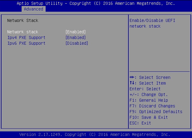 verifique se a inicialização PXE está habilitada