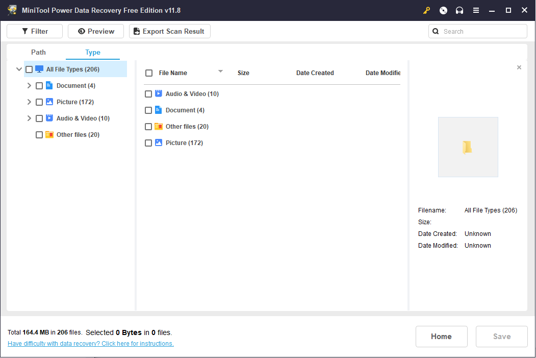 select a certain type of file