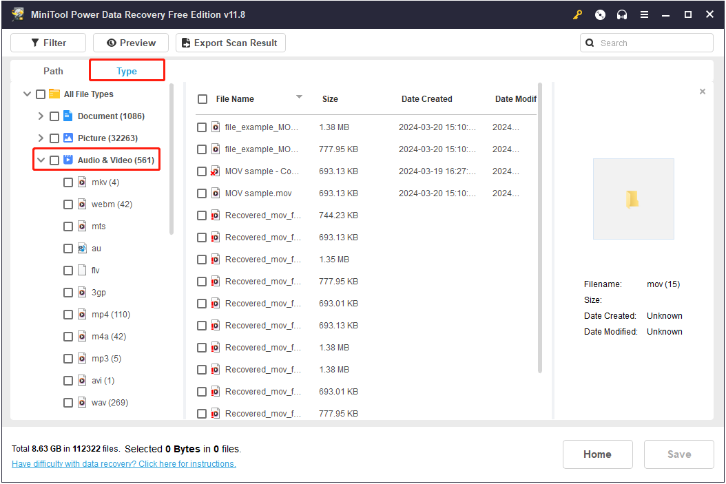 view files by file type