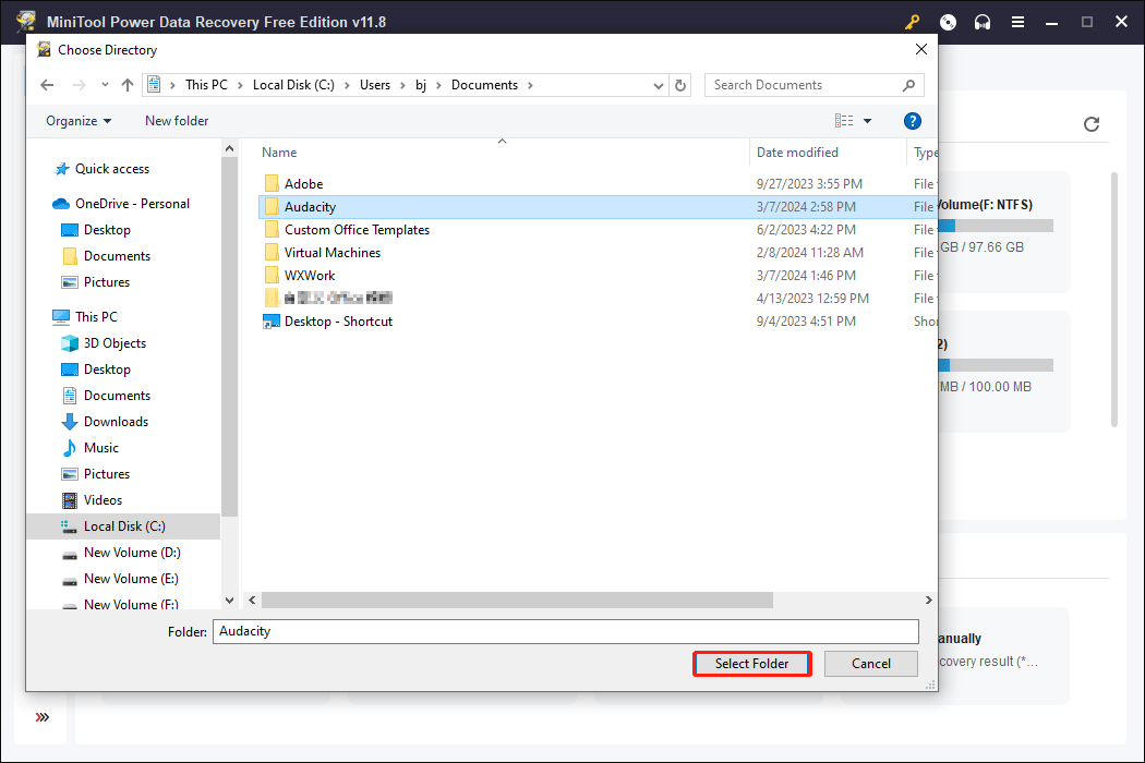 scan a specific folder