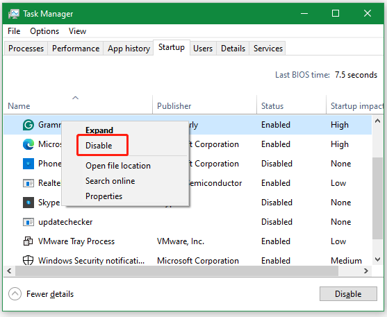 nonaktifkan program startup di Task Manager