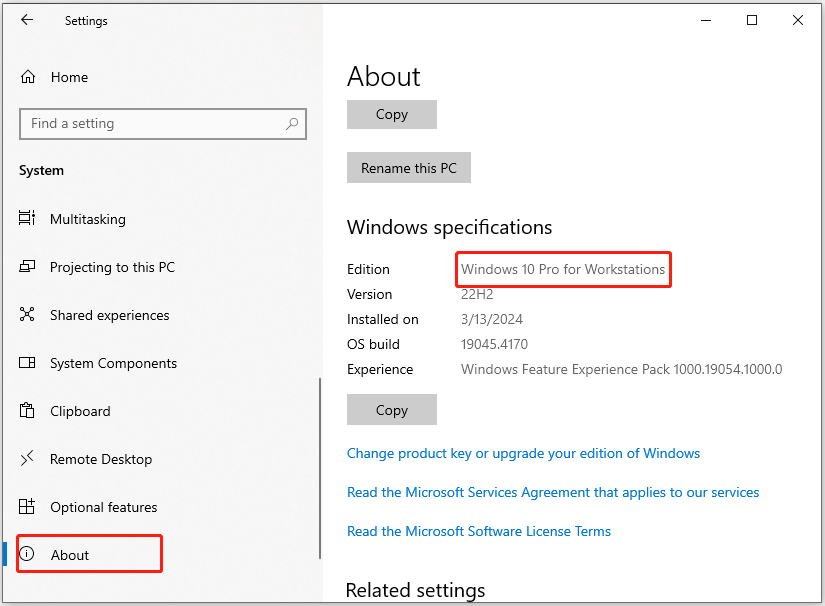 periksa apakah Anda telah menginstal Windows 10 Pro untuk Workstation