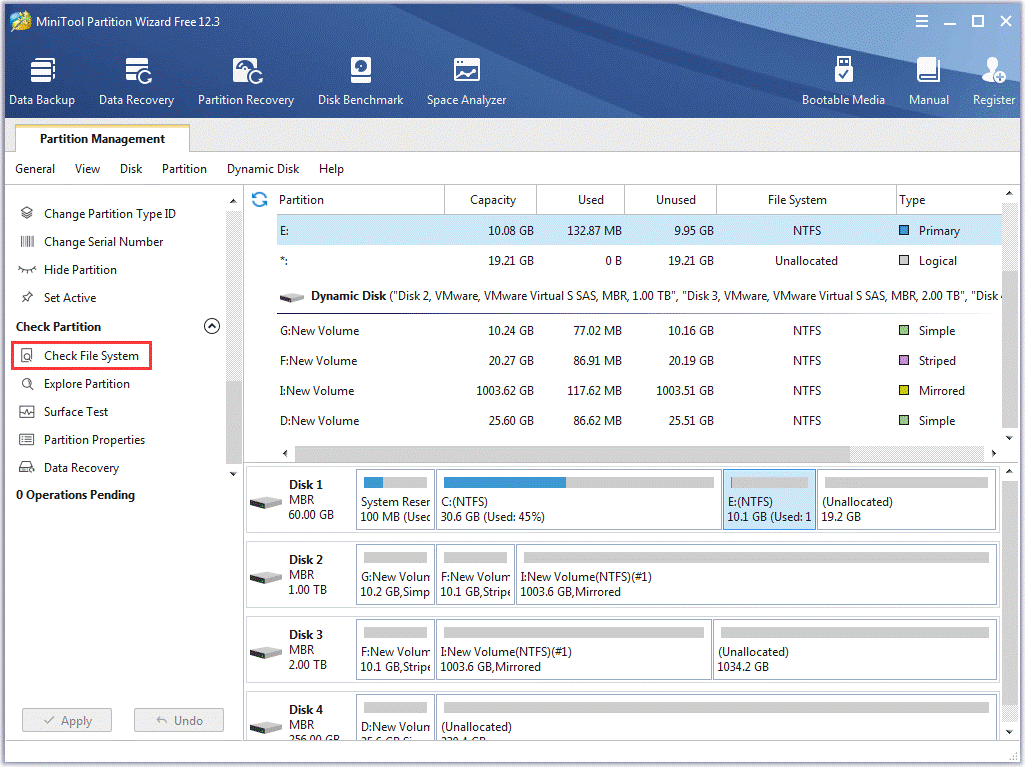 Elija Verificar sistema de archivos