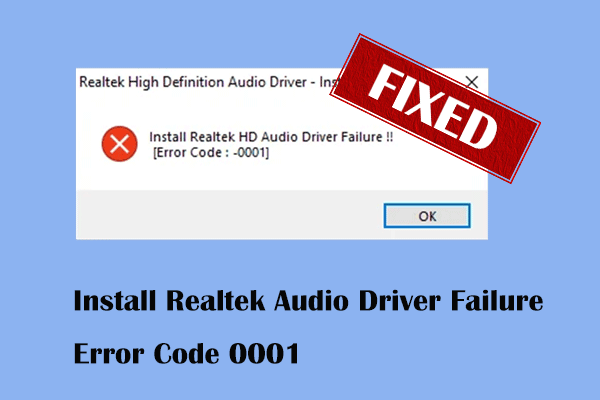 Memperbaiki: Instal Kode Kesalahan Kegagalan Driver Audio Realtek 0001