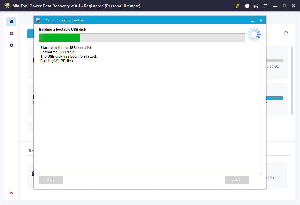 el software está creando una unidad USB de arranque