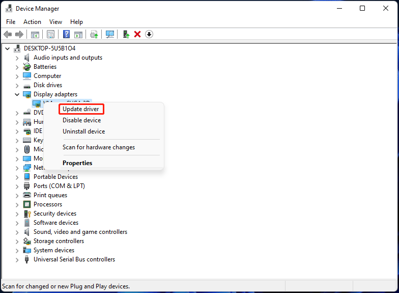 Controlador de GPU de actualización de Windows 11