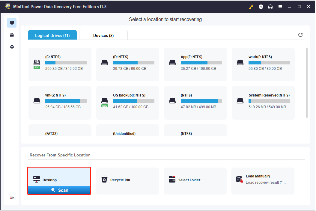 memindai desktop untuk mencari file yang hilang