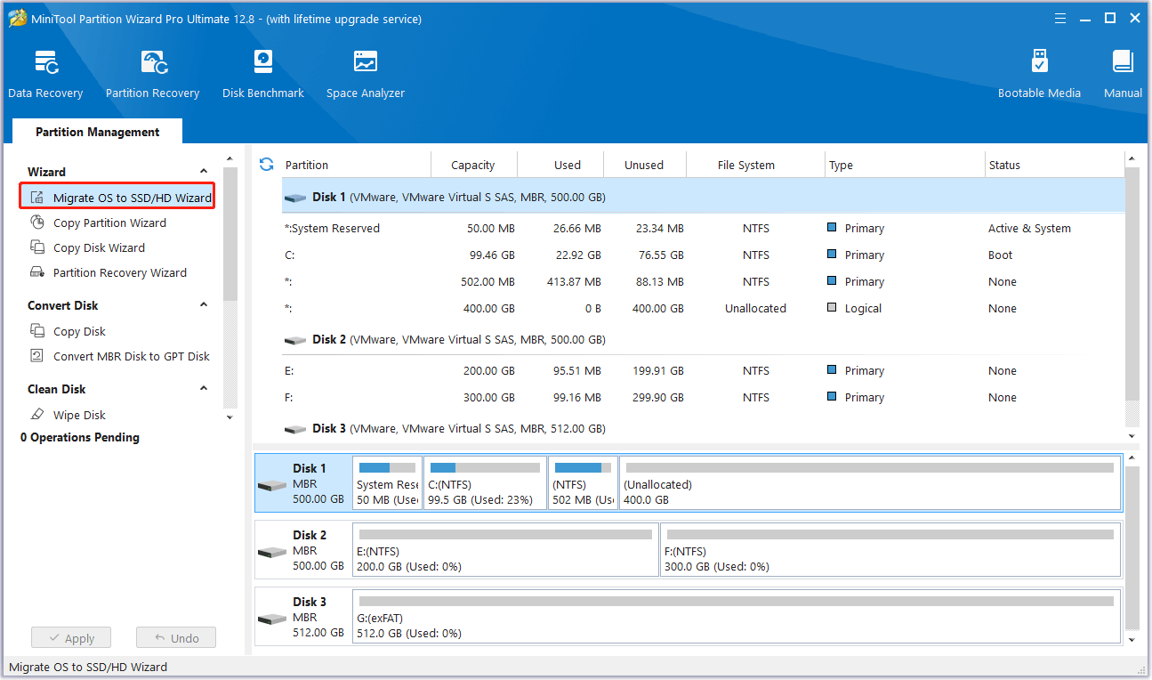 pilih Migrasi OS ke SSD / HD Wizard