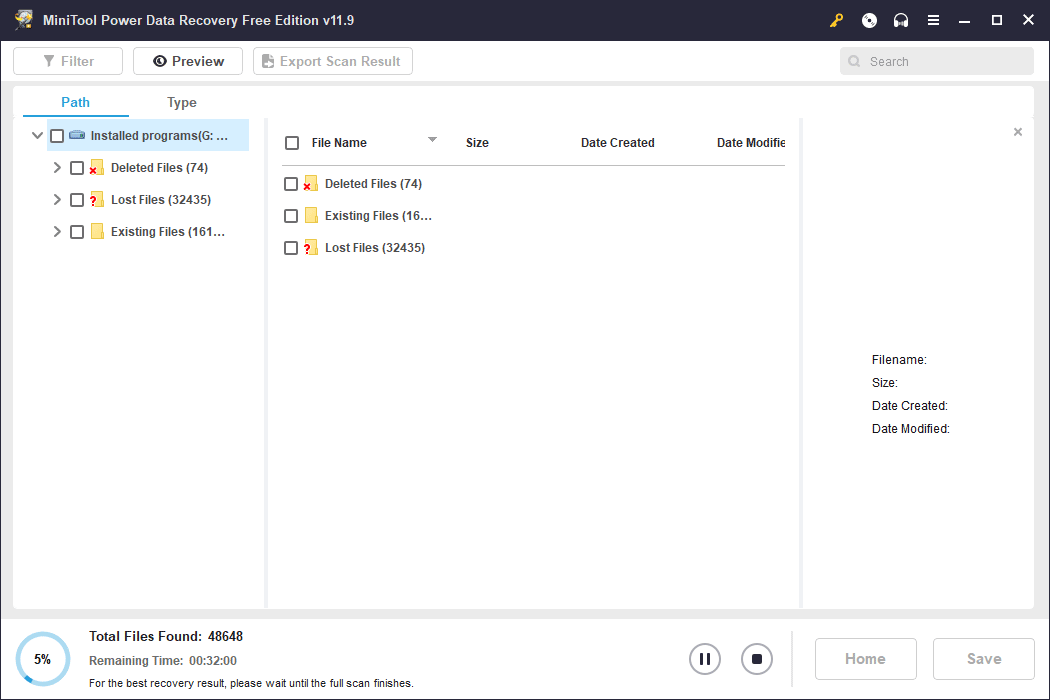 pindai drive target untuk menemukan file yang diperlukan