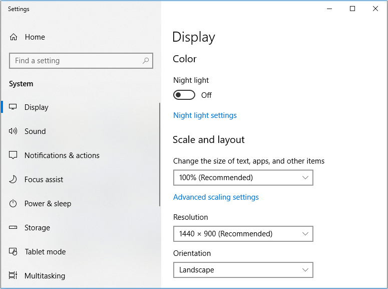 modifica la dimensione del testo, delle app e di altri elementi al 100%