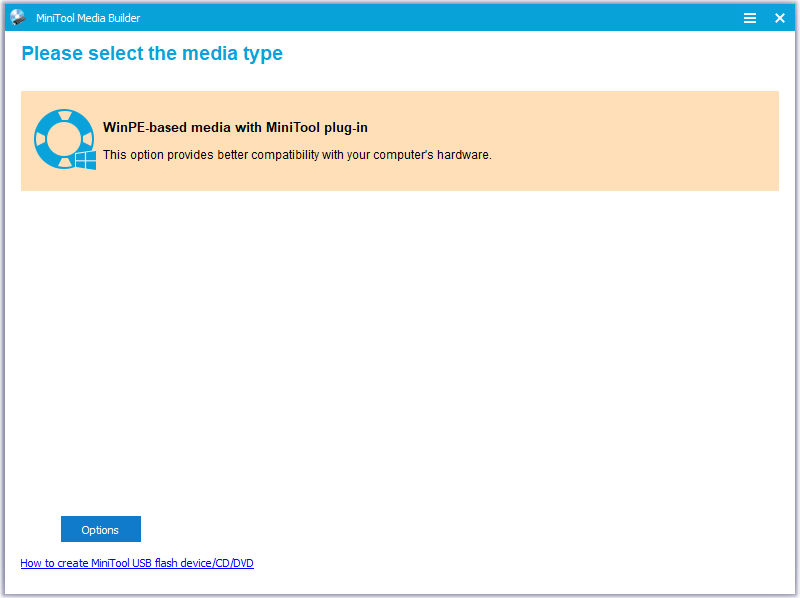 selezionare un tipo di supporto nella Partition Wizard