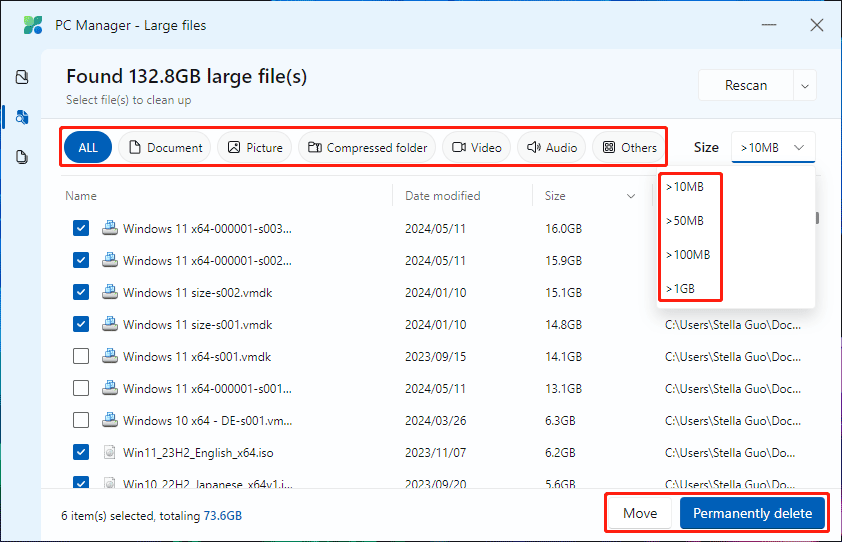 memindai file besar