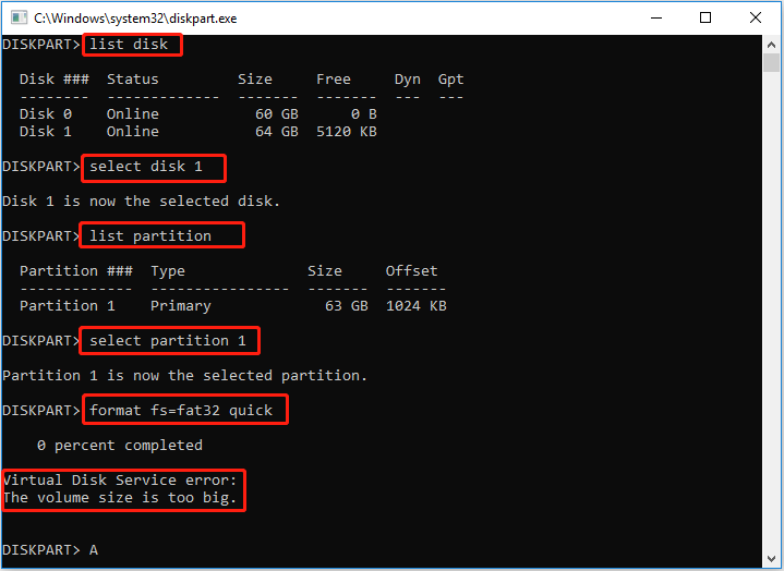 diskpart format a partition