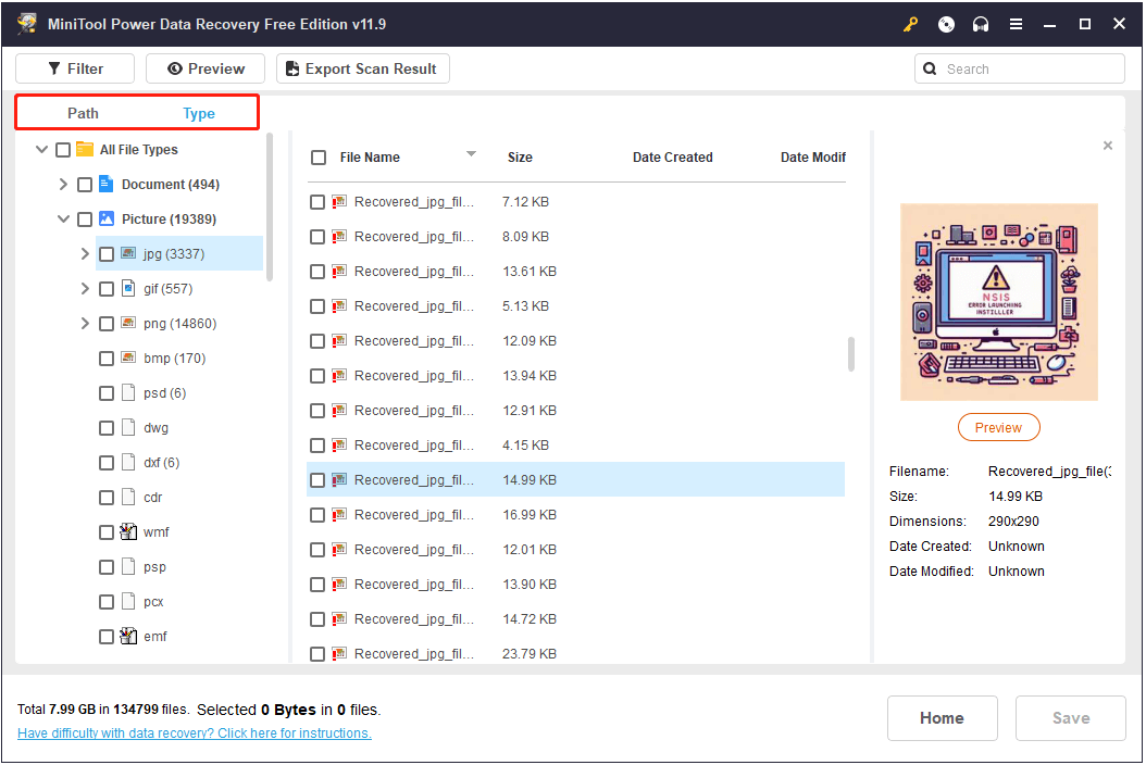 view files by file path and file type