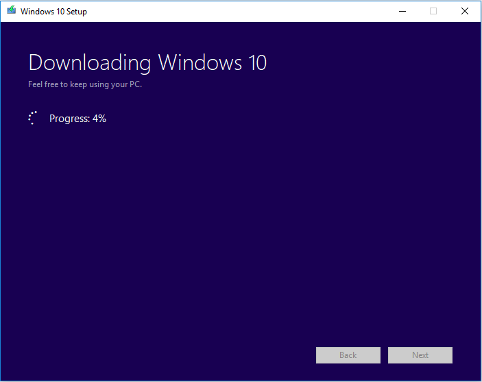 scarica i file di installazione di Windows 10