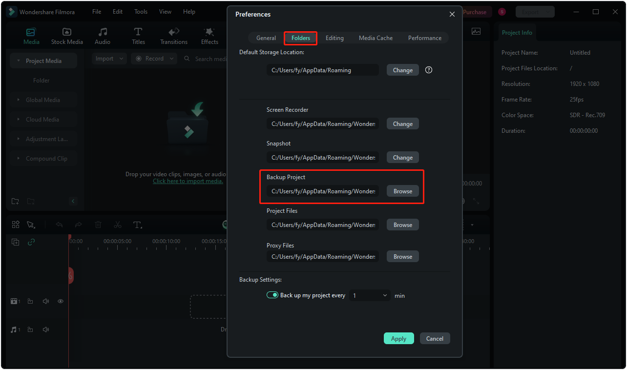 telusuri ke folder proyek cadangan