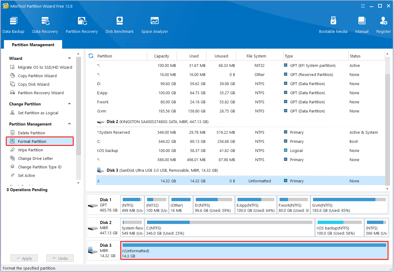 format the USB flash drive